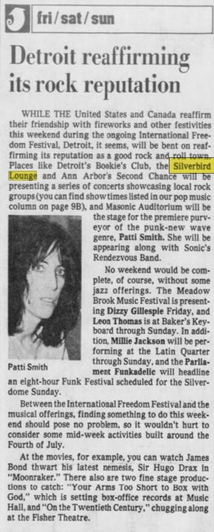 Silverbird Lounge (West Side Six, Silver Bird) - June 1979 Article